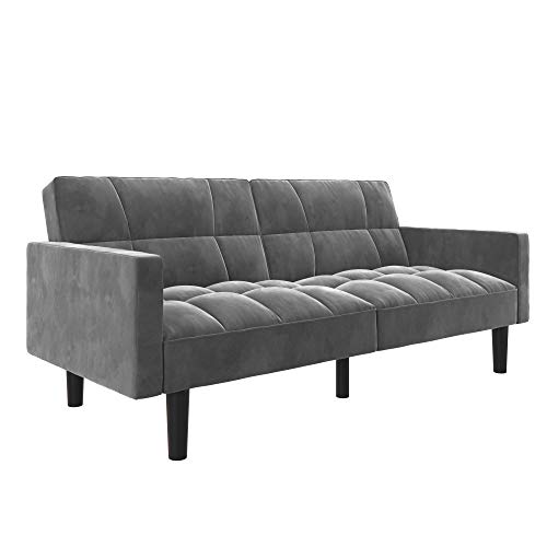 DHP Hayden Convertible Sofa Sleeper Futon with Arms - Grey Microfiber