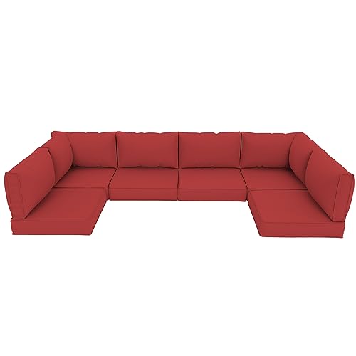 Amopatio Outdoor Cushions for Patio Furniture Replacement, Patio Furniture Cushions, Deep Seat Patio Cushions, Patio Seat Cushions for Outdoor Sectional (Red)