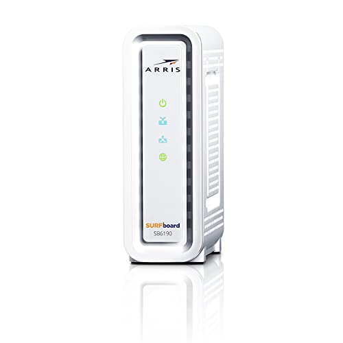 ARRIS Surfboard SB6190 32x8 DOCSIS 3.0 Cable Modem with 1.4 Gbps Download and 262 Upload Speeds, White (Non-Retail Packaging) (Renewed)