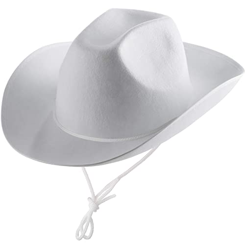 White Cowboy Hat - (Pack of 2) White Cowgirl Hat for Women and Men with Adjustable Neck Drawstring, Dress-up Parties, and Play Costume Accessories, fits Most Teen Girls Boys, and Adults