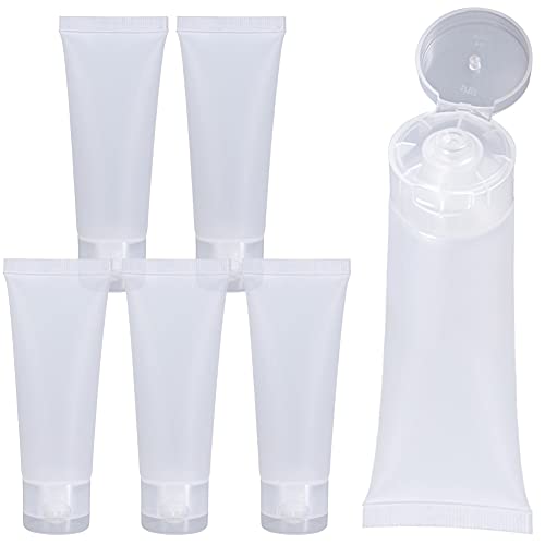 UPSTORE 6 Pcs 100ML /3.38oz Reusable Empty Plastic Squeeze Bottles with Flip Cap Travel Size Soft Tubes Bottle Makeup Toiletry Cosmetic Containers for Facial Cleaning Shampoo Essence