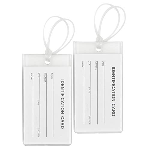 2 Packs Colorful Flexible Travel Luggage Tags for Baggage Bags/Suitcases - Name ID Labels Set for Travel - Clear