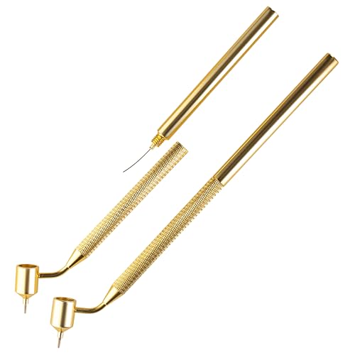 Custom Shop 2 Fine Line Fluid Writer Paint Applicator Pens with 0.5mm and 0.7mm Stem Tips - Ink Wells, Drawing, Lettering - Precision Automotive Paint Touch Up, Rock Chip Scratch Repair, Cleaning Tool