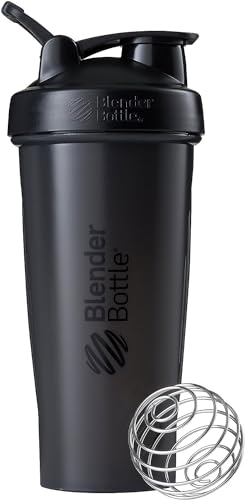 BlenderBottle Classic Shaker Bottle Perfect for Protein Shakes and Pre Workout, Black, 20 Ounce