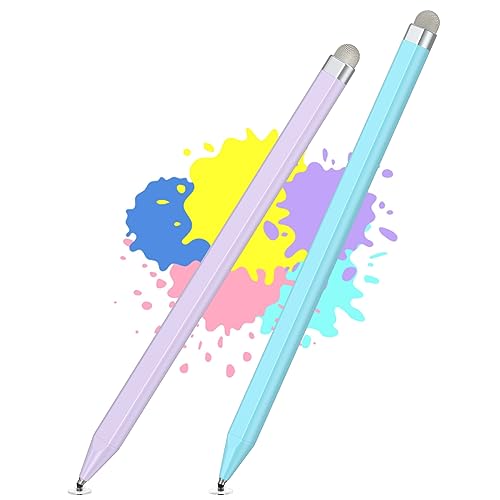 Stylus Pens for Touch Screens with Magnetic Adsorption, Universal Disc & Fiber Tips iPad Pencil, Compatible with iPhone, Android and All Capacitive Touch Screens (Blue+Purple)