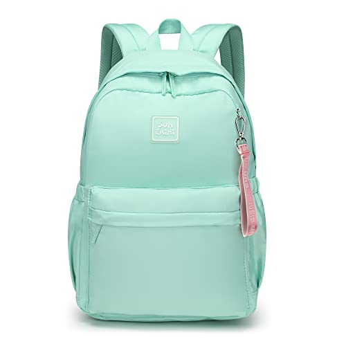 Caran·Y Kids Backpack Girls and Boys Classic School Backpack Light Weight Two Size Multi-pocket Pink-Green Suitable for ages 6+ and above（Pink Green）