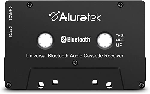 Aluratek Universal Bluetooth Audio Cassette Receiver, Built-in Rechargeable Battery, Up to 8 Hours Playtime, Audio Receiving up to 33 Feet, ABCT01F