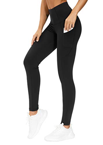 THE GYM PEOPLE Thick High Waist Yoga Pants with Pockets, Tummy Control Workout Running Yoga Leggings for Women (XX-Large, Black)