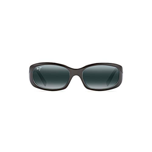Maui Jim Women's Punchbowl Polarized Rectangular Sunglasses, Black with Blue/Neutral Grey, Small