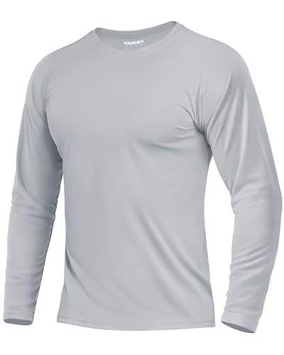 Boladeci Rash Guard for Men SPF Shirts Long Sleeve Lightweight UPF 50+ Sun Protection Swim Shirts Quick Dry UV Surf Water Fishing Tee T-Shirts Gray