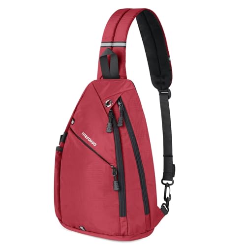 TITECOUGO Sling Backpack Travel Shoulder Bag Lightweight Chest Daypack 1 Strap Crossbody Bags Camp Day Packs for Women and Men Hiking Accessories Large Red