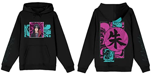 Bioworld Naruto Shippuden Itachi Paint Background Men's Black Sweatshirt-Medium