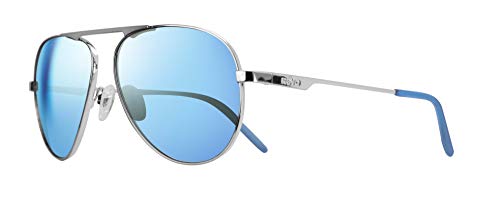 Revo Sunglasses Metro: Polarized Lens Filters UV, Metal Aviator Frame, Chrome Frame with Blue Water Lens