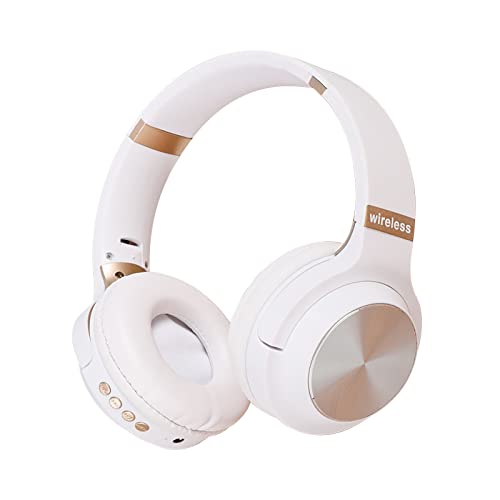 2022 Wireless Head-Mounted Bluetooth Headphone - 9D Surround HiFi Stereo Sound, Metal Chip Bluetooth FM Pluggable Card,Gaming Sports Headset for Desktop Computer,for iOS Android (White)