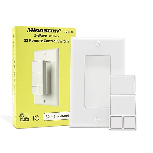 Minoston 800 Series Z-Wave Scene Controller, 4 ZWave Button, Zwave Plus Wall Switch Remote Control, Support Long Range, Work with Z Wave Hubs (MR40Z)