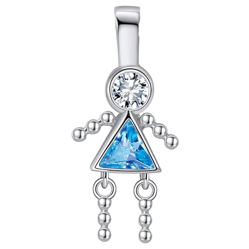 Birthstone Baby Pendants for Mom or Grandma by Ginger Lyne, Kids Birthday Girl December Blue Cubic Zirconia Sterling Silver Charms to Create a Family Tree Necklace for Women