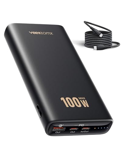 VEEKTOMX 100W Laptop Power Bank 20000mAh Fast Charging Portable Laptop Charger USB C PD 3.0 Battery Bank Compatible with MacBook iPhone15/14/13/12/11 Pro iPad Samsung Steam Deck Camera etc