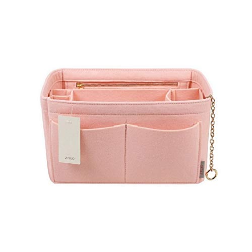 Purse Organizer Insert, Felt Purse Organizer with Zipper and Sewn Bottom Insert, Fit Speedy Neverfull Graceful,6 Sizes (X-Large, Brush Pink)