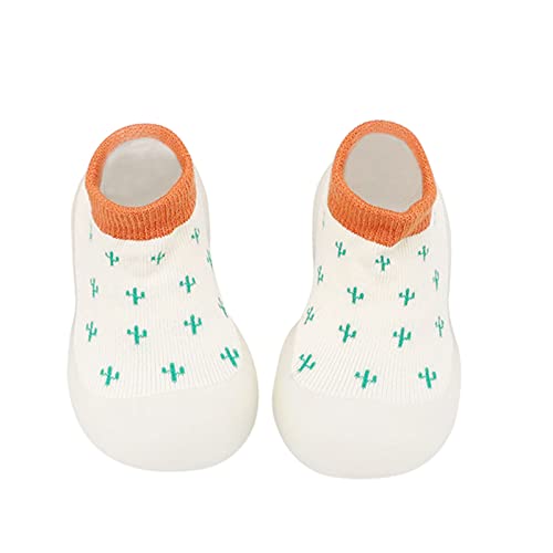 Baby Boy Girls First-Walking Training Shoes Cute Knit Sneakers Toddler Cartoon Sole Non Slip Baby Sock Slippers Baby Girl Christmas Outfit Orange