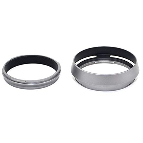 JJC Metal Lens Hood Shade Protector with 49mm Filter Adapter Ring for Fujifilm Fuji X100VI X100V X100F X100T X100S X100 X70 Replaces Fujifilm LH-X100 Lens Hood & AR-X100 Filter Adapter Ring/Silver