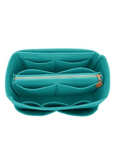 Felt Purse Insert Handbag Organizer Bag in Bag Organizer with Zipper Wallet Bag 8021 Lake Blue L