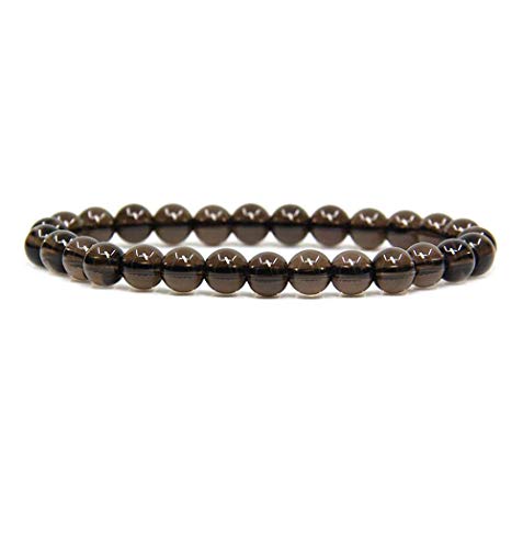 Natural A Grade Smoky Quartz Gemstone 6mm Round Beads Stretch Bracelet 7' Unisex
