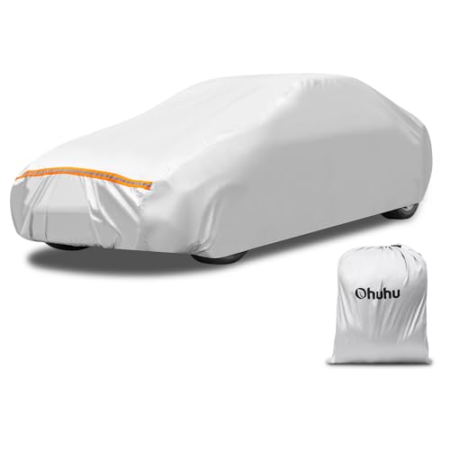 Upgrade Car Cover for Sedan L (191'-201'), Ohuhu Universal Sedan Car Covers Outdoor UV Protection Auto Cover Windproof Dustproof Scratch Resistant