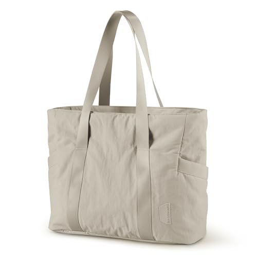 BAGSMART Women Tote Bag with Zipper Gym Bag Laptop Shoulder Handbag Nurse Yoga Bag with Yoga Mat Buckle for Sports,Work