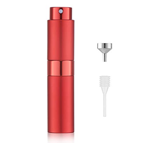 LISAPACK 8ML Atomizer Perfume Spray Bottle for Travel, Empty Refillable Cologne Dispenser, Portable Sprayer (Red)