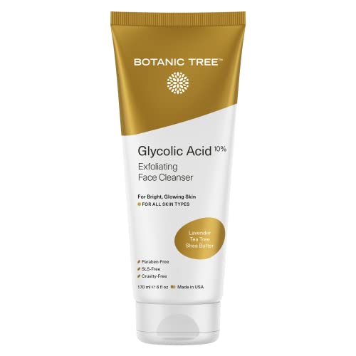 Botanic Tree Glycolic Acid Face Wash, Exfoliating Facial Cleanser and Scrub, 10% Glycolic Acid, AHA and Salicylic Acid, 6 fl. oz
