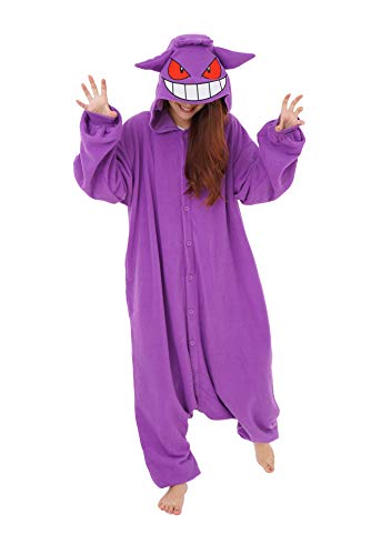 SAZAC Gengar Pokemon Kigurumi - Onesie Jumpsuit Halloween Costume (Adult, X-Large) Purple