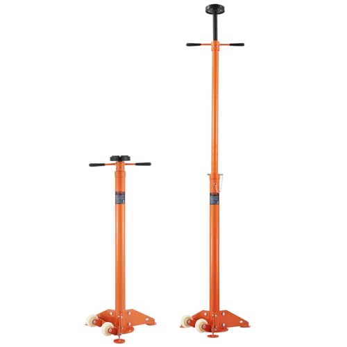 VEVOR Underhoist Stand, 3/4 Ton Capacity Pole Jack, Heavy Duty Jack Stand, Car Support Jack Lifting from 43.3' to 70.9', Triangular Base, Two Wheels, Easy Adjustment, Automotive Support, Red
