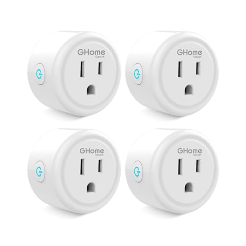 GHome Smart Mini Smart Plug, 2.4G Wi-Fi Outlet Socket Compatible with Alexa and Google Home Smart Life, APP Control with Timer Schedule Function, No Hub Required, ETL FCC Listed,4 Pack, White (WP3-4)