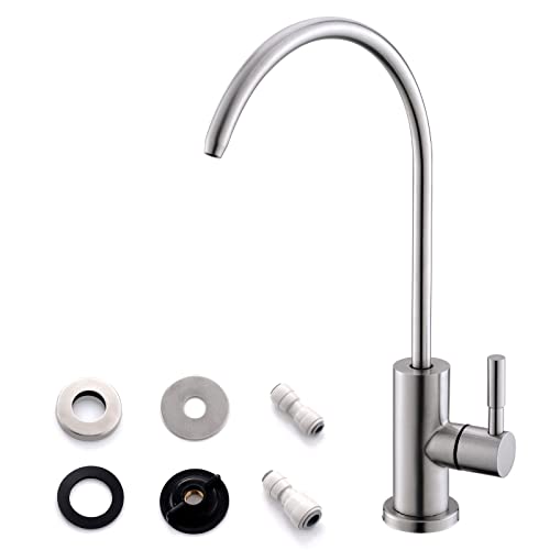 WEWE Drinking Water Faucet for Kitchen Sink, Kitchen Water Filter Faucet Stainless Steel for Reverse Osmosis or Water Filtration System Beverage Non-Air Gap RO Faucet Brushed Nickel Finish