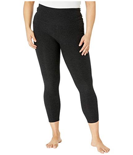 Beyond Yoga Women's Spacedye Out of Pocket High Waisted Midi Leggings, Darkest Night, Black, S