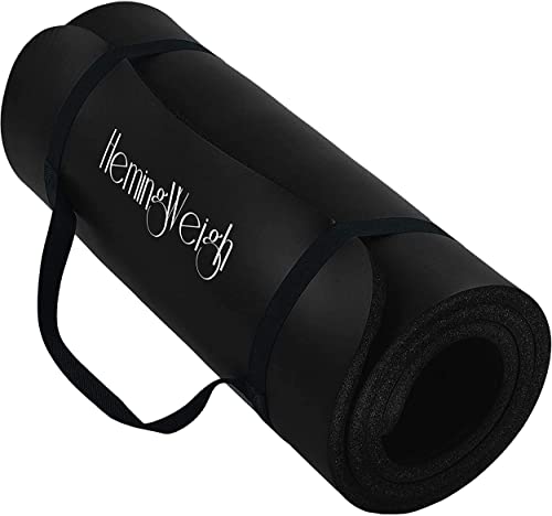 HemingWeigh Yoga Mat Thick, 1 Inch Thick, Non Slip Yoga Mat for Home Workout, Indoor and Outdoor Use, Black