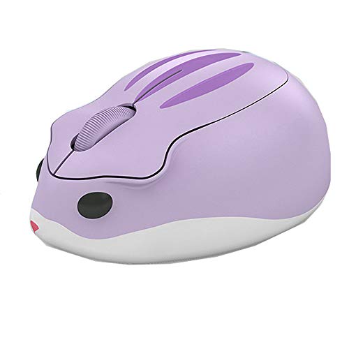 2.4GHz Wireless Cute Hamster Shape Less Noice Portable Mobile Optical 1200DPI USB Mice Cordless Mouse for PC Laptop Computer Notebook MacBook Kids Girl Gift (Purple)