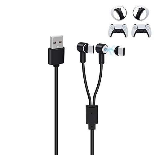 Mcbazel 2 in 1 Charging Cable for PS VR2/ PS5 Controller, Fast Charging Type-C Cord 90 Degree Magnetic Charging Cord Compatible with PS VR2/ PS5/ Switch/Switch OLED and Other Type-C Device