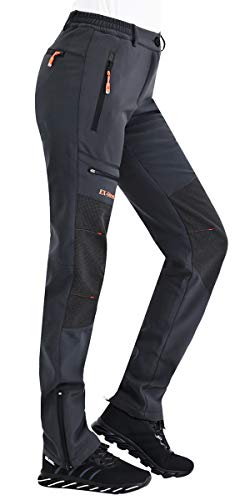 Postropaky Womens Outdoor Snow Ski Pants Waterproof Hiking Insulated Softshell Pants Snowboard Zipper Bottom Leg(Grey8S)