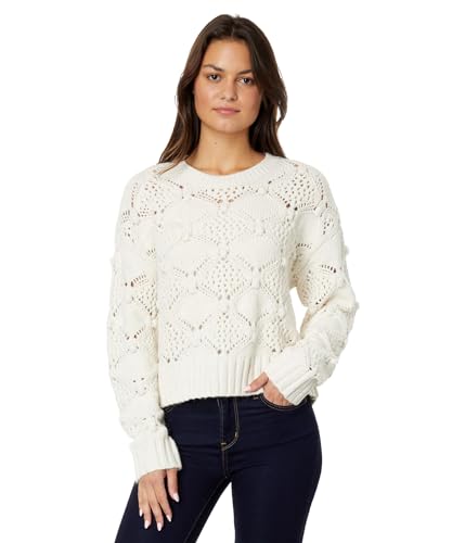 Lucky Brand Women's Open Stitch Pullover Sweater Whisper White