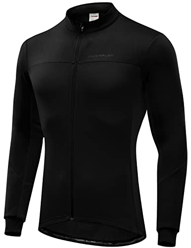 Przewalski Men's Cycling Jersey Winter Long Sleeve Fleece Bike Jacket Bicycle Shirt Black