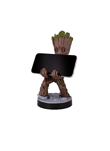 Exquisite Gaming: Guardians of The Galaxy: Toddler Groot - Original Mobile Phone & Gaming Controller Holder, Device Stand, Cable Guys, Marvel Licensed Figure, Black