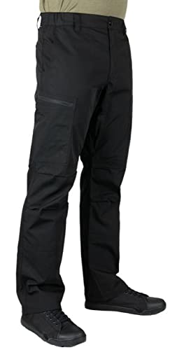 LA Police Gear Men's Core Stealth Cargo Pant, Durable Ripstop Cargo Pants for Men, Lightweight Elastic Waistband EDC Pants - Black - 34 x 34
