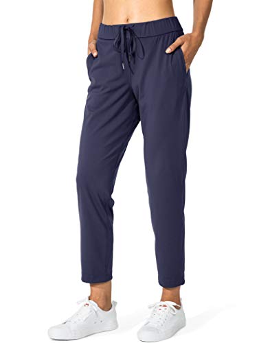 G Gradual Women's Pants with Deep Pockets 7/8 Stretch Sweatpants for Women Athletic, Golf, Lounge, Work (Navy, Large)