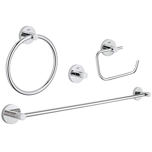 Grohe 40823001 Essentials Metal 27.17-in. 4-in-1 Master Bathroom Accessories Set, Starlight Chrome