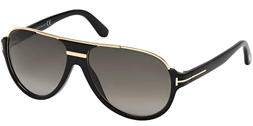 Tom Ford DIMITRY FT 0334 Men's Sunglasses Shiny Black Gold/Grey Shaded 59/14/130, Shiny Black Gold/Grey Shaded