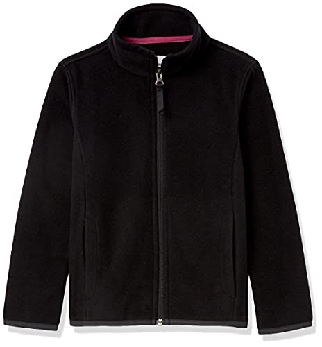 Amazon Essentials Girls' Polar Fleece Full-Zip Mock Jacket, Black, Medium