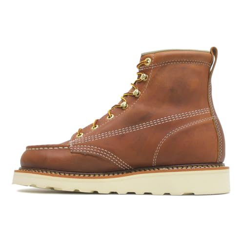 Thorogood American Heritage 6” Moc Toe Work Boots for Men - Soft Toe, Premium Full-Grain Leather with Slip-Resistant Wedge Outsole and Comfort Insole; EH Rated, Tobacco Oil-Tanned - 11.5 D US