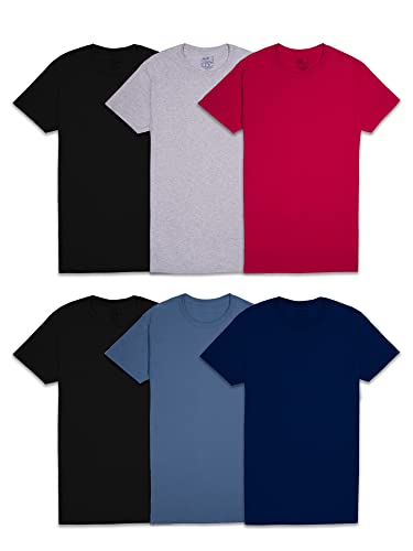 Fruit of the Loom Men's Eversoft Cotton Stay Tucked Crew T-Shirt, Regular-6 Pack Assorted Colors, m