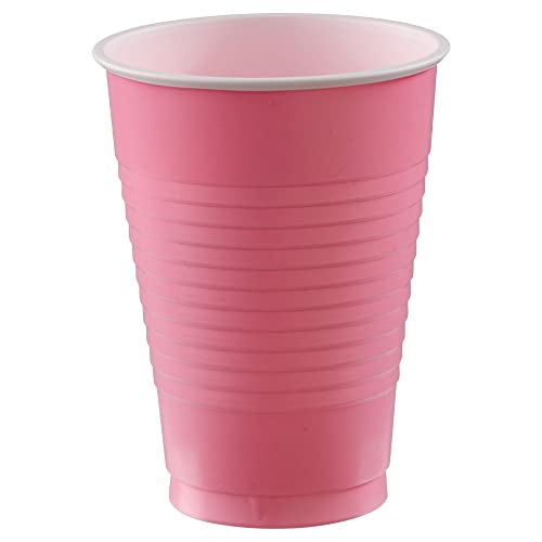 New Pink Plastic Cups (Pack of 20) - 12 oz. - Versatile Drinkware for Indoor & Outdoor Parties, Weddings, Birthdays, Celebrations & More